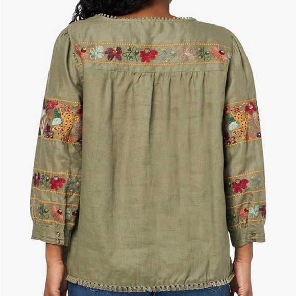 John Mark Olive Embroidered Blouse nwt - Picture 2 of 5
